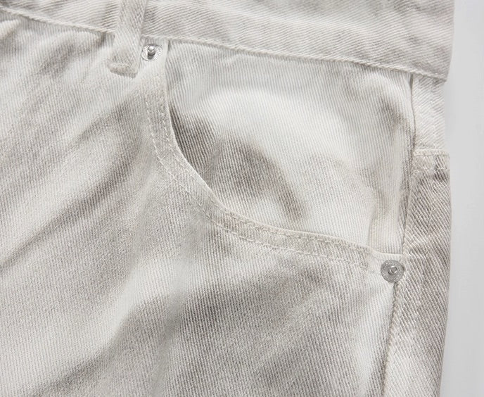 White Ragged Style Wide Leg Jeans