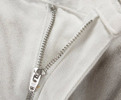 White Ragged Style Wide Leg Jeans