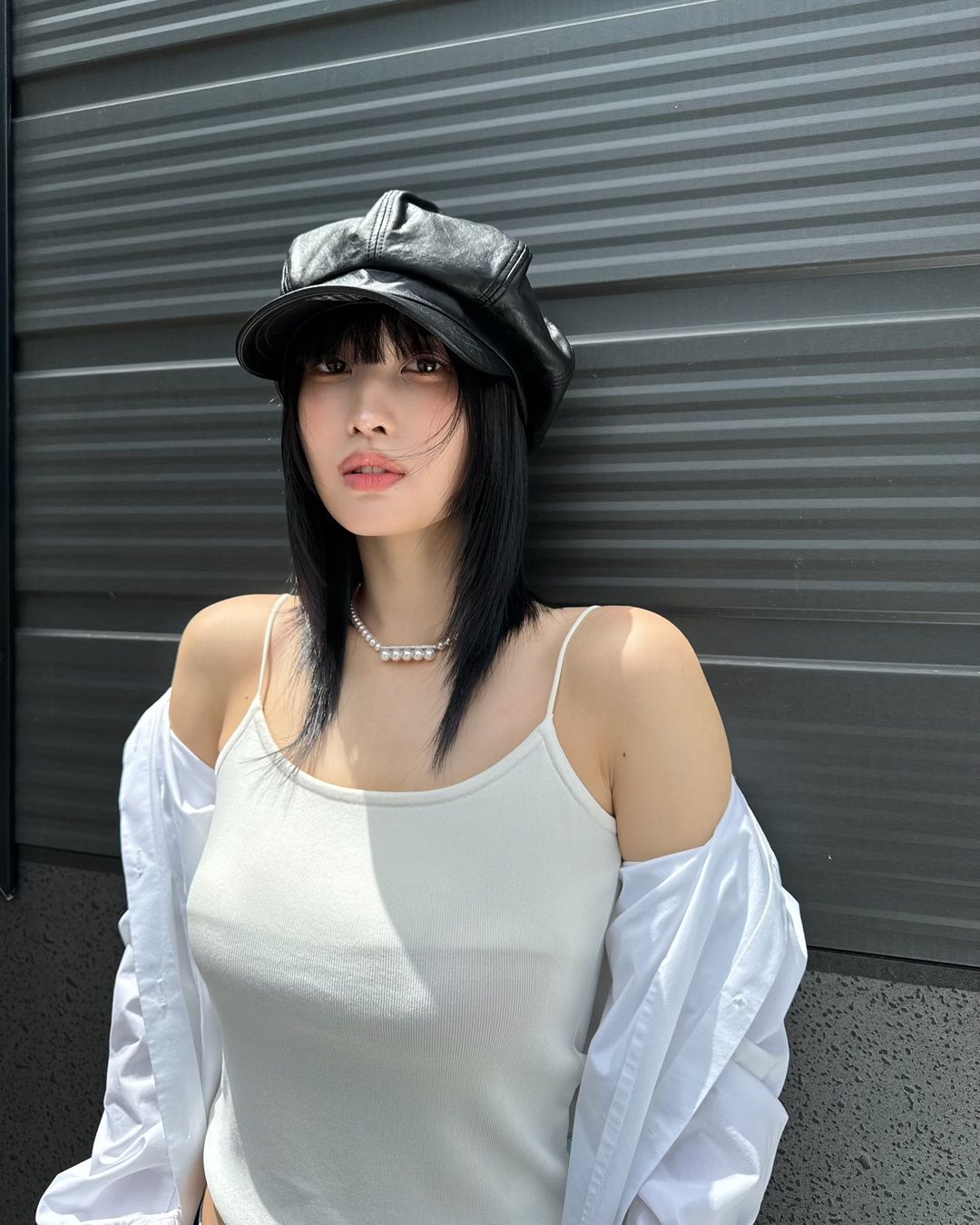 White Ribbed Basic Sling Top