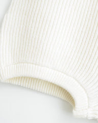 White Ribbed Knit Lounge Shorts