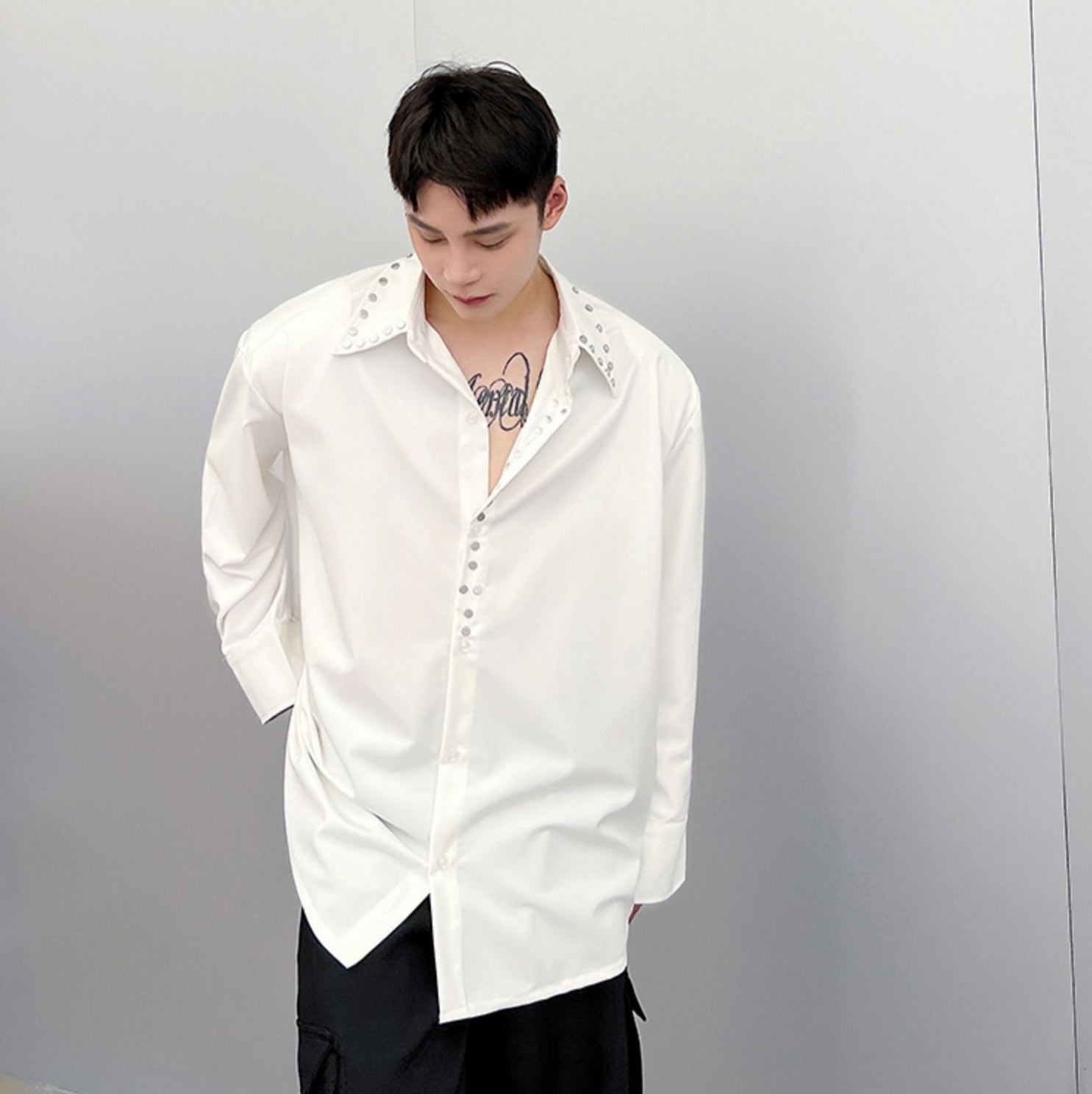 White Riveted Collar Shirt