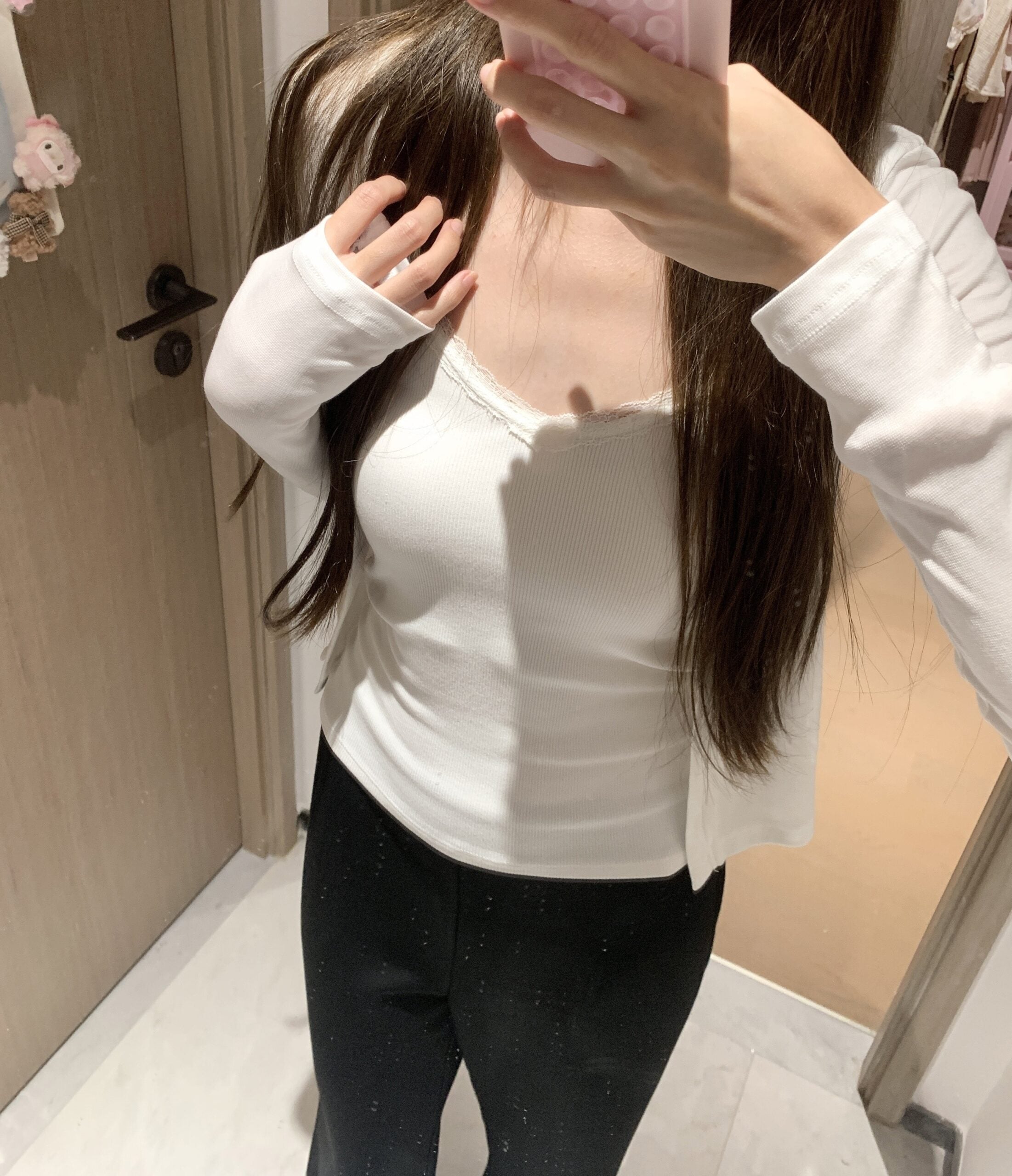 White Ruched V-Neck Thin Cardigan
