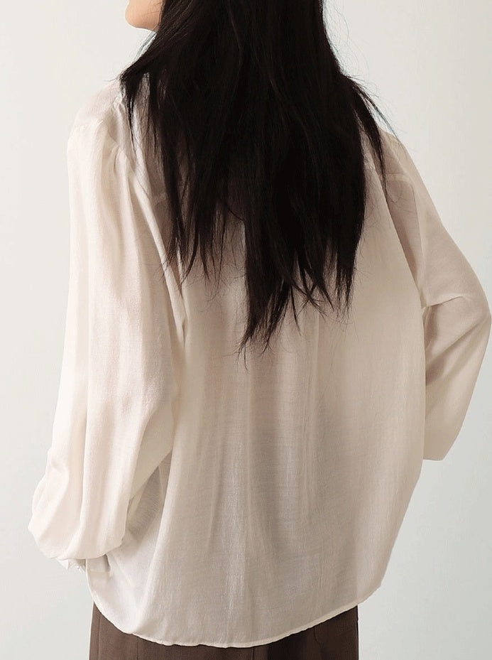 White Ruffled Lining Long Sleeve Shirt