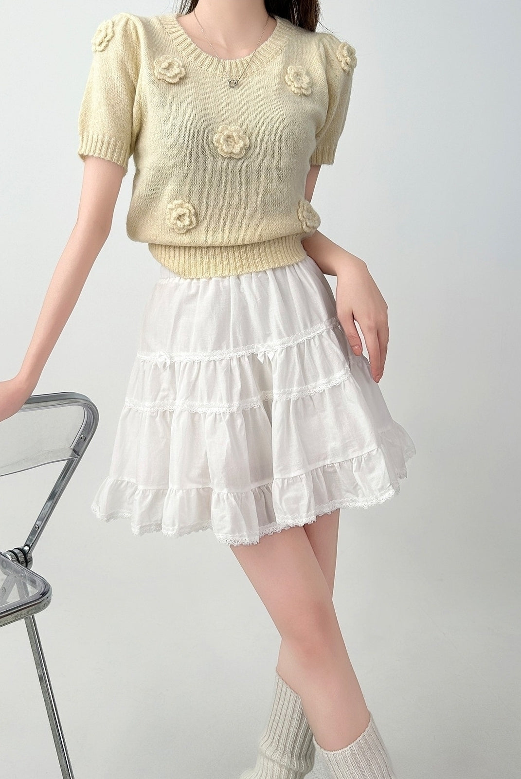 White Ruffled Tiered Skirt Flattering Summer Style