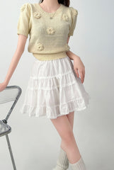 White Ruffled Tiered Skirt Flattering Summer Style