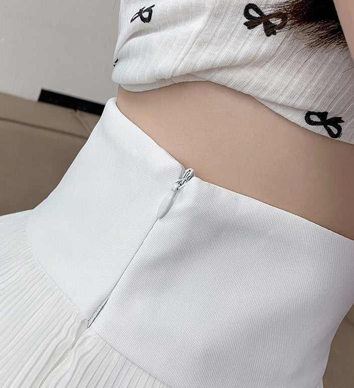 White Ruffles Lace Tiered Skirt