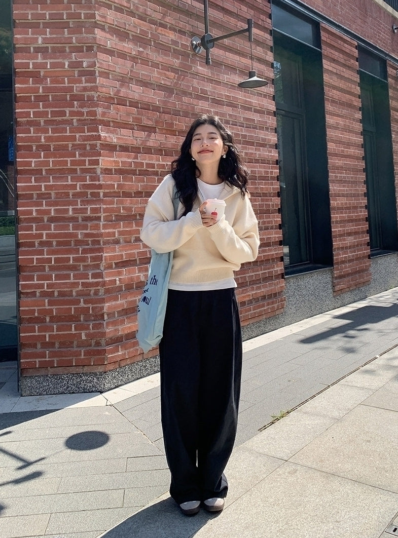 White Sailor Collar Knit Sweater