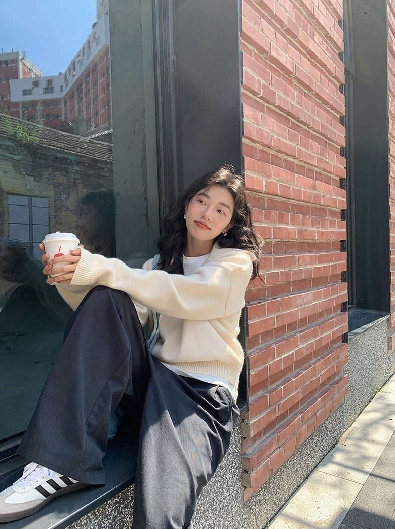 White Sailor Collar Knit Sweater