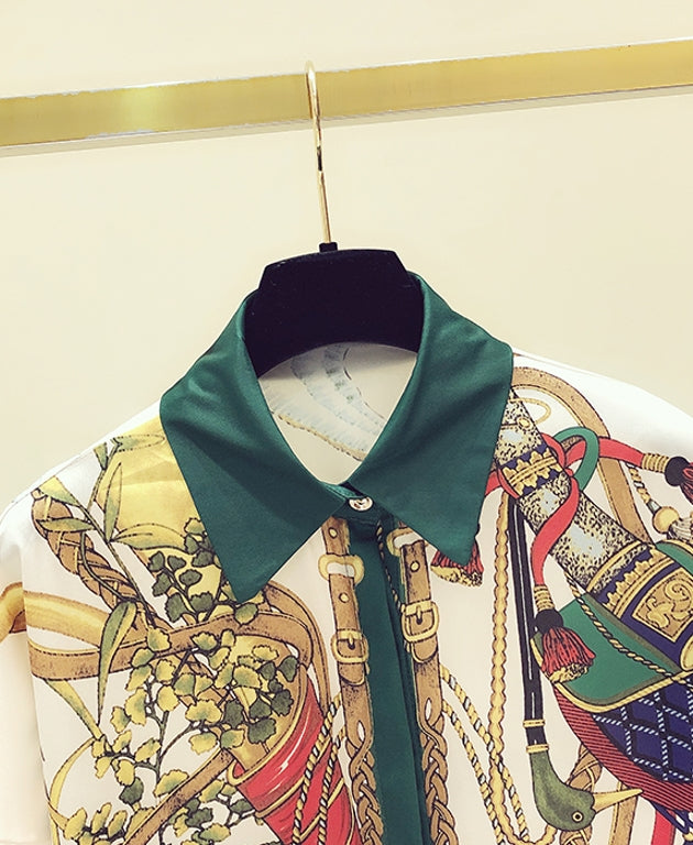 White Scarf Pattern Shirt
