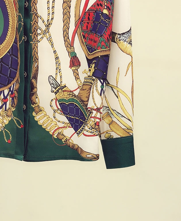 White Scarf Pattern Shirt