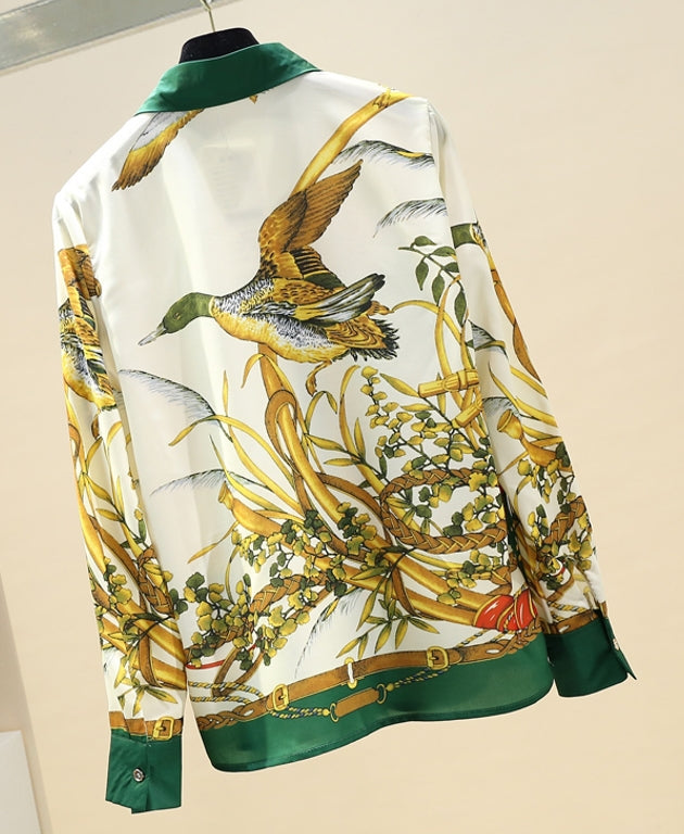 White Scarf Pattern Shirt