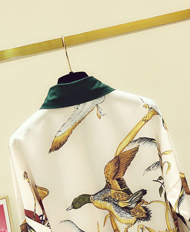 White Scarf Pattern Shirt