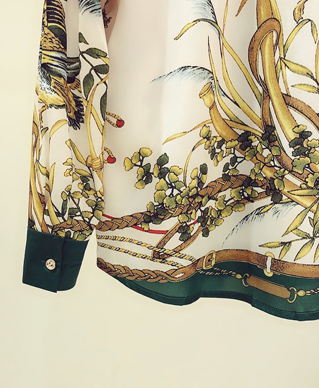 White Scarf Pattern Shirt