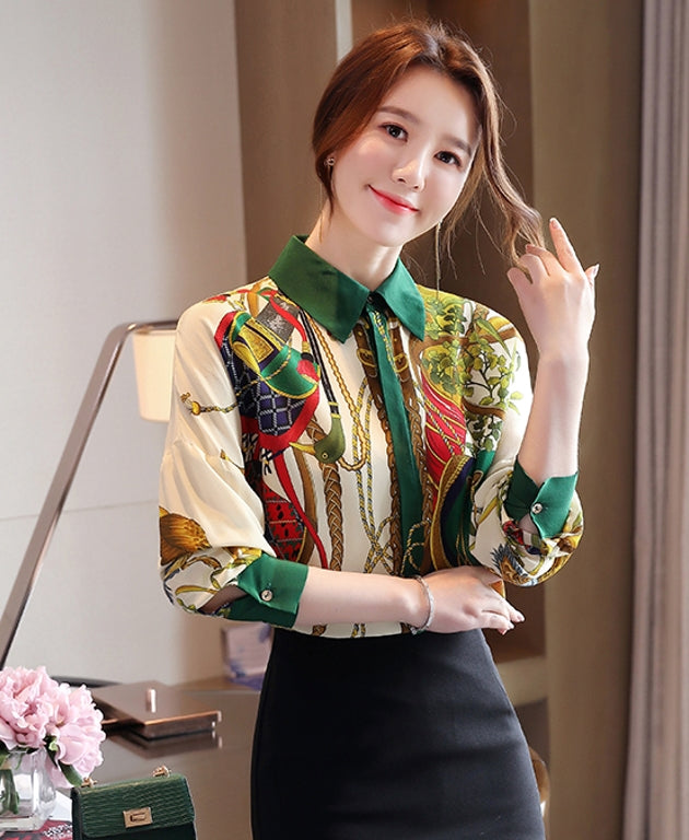 White Scarf Pattern Shirt