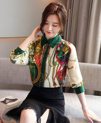 White Scarf Pattern Shirt