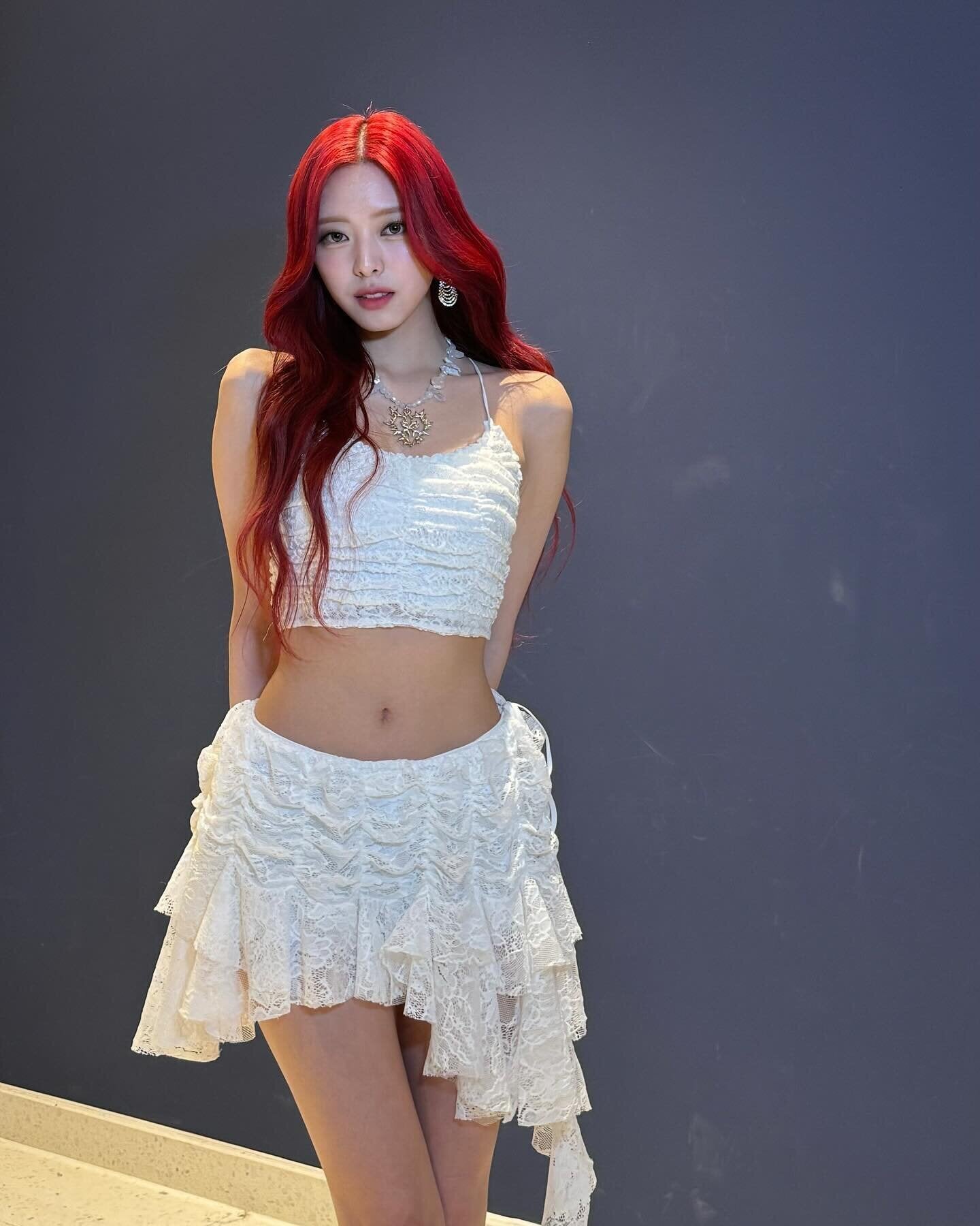 White Scrunched Lace Skirt