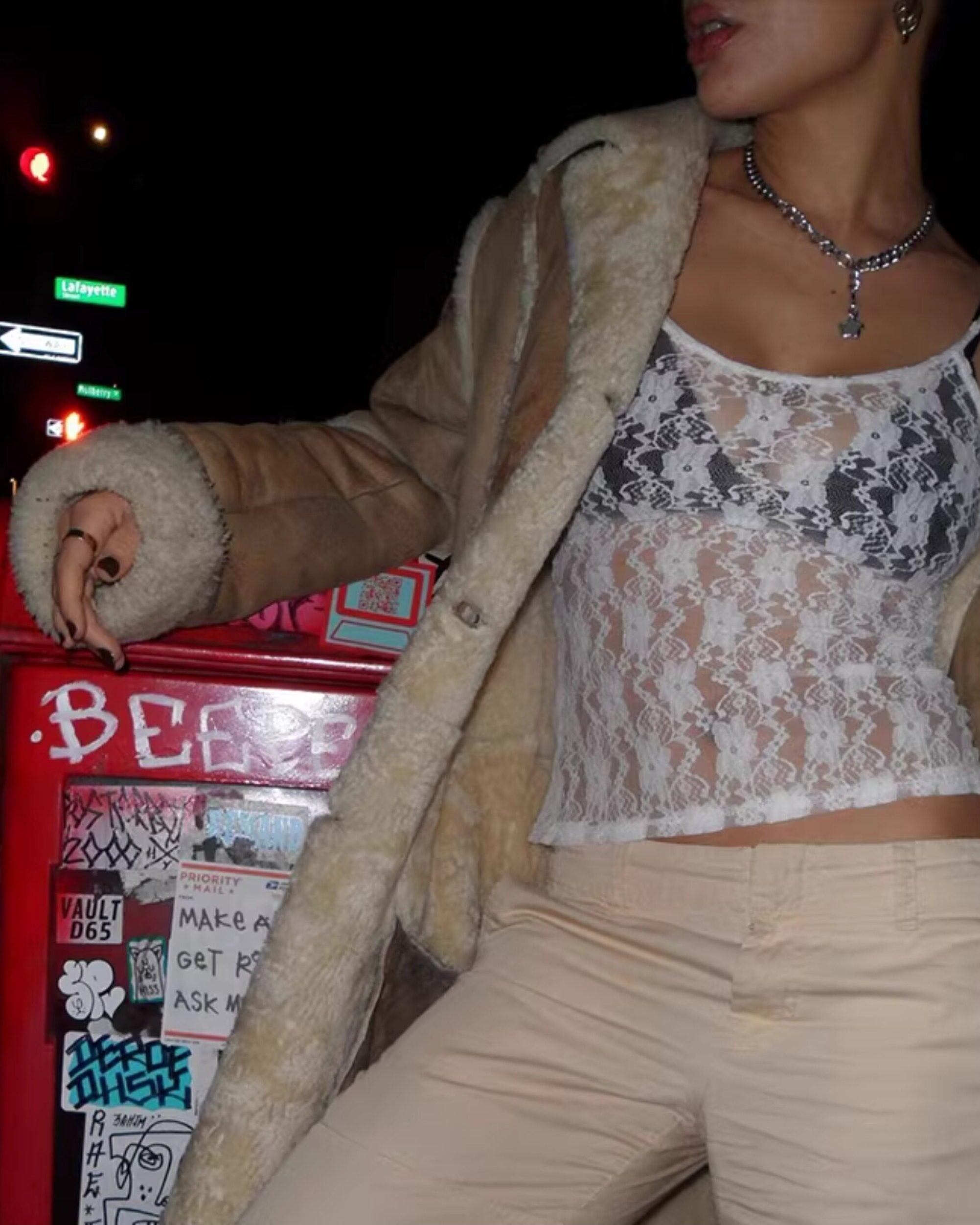 White See-Through Lace Sling Top