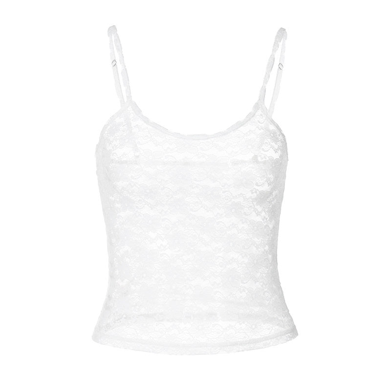 White See-Through Lace Sling Top