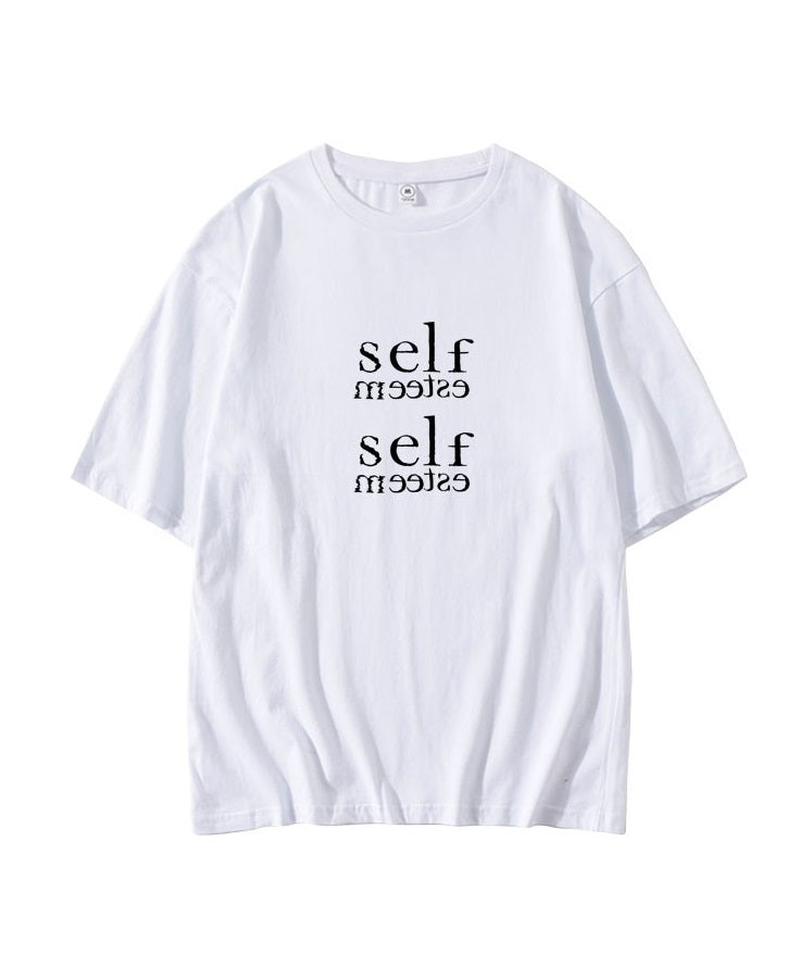 White Self-Esteem Print T-Shirt