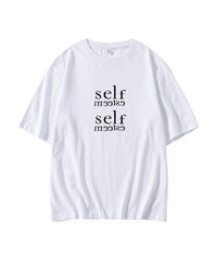 White Self-Esteem Print T-Shirt
