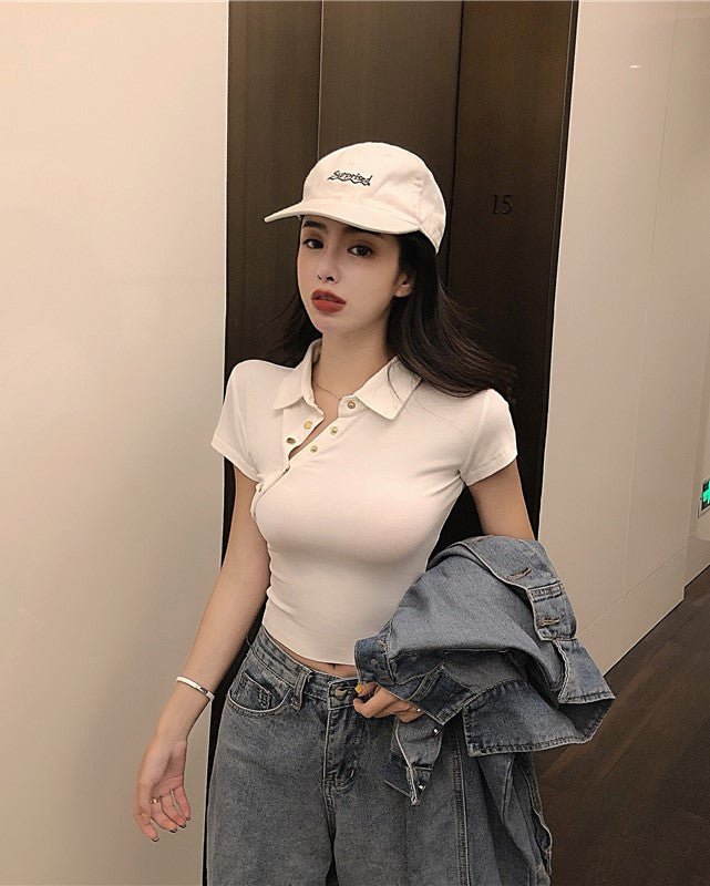 White Short Collared Polo Shirt