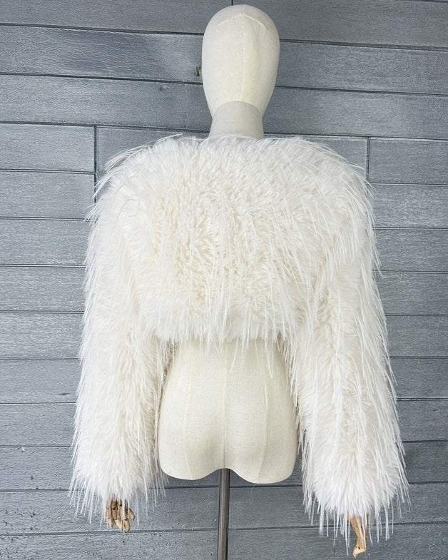 White Short Fur Glam Jacket