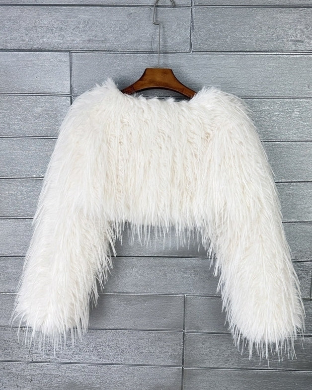 White Short Fur Glam Jacket