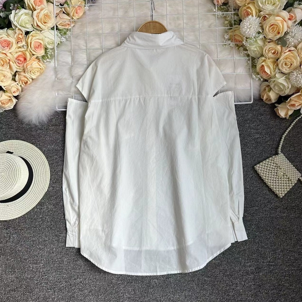 White Shoulder Slit Shirt