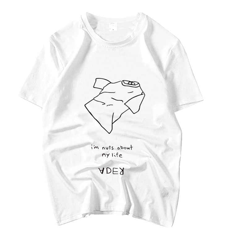 White Sketch Print Crewneck T-Shirt