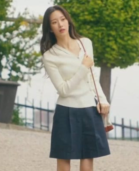White Slanted Buttons Knitted Cardigan