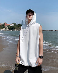 White Sleeveless Vest Hoodie