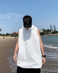 White Sleeveless Vest Hoodie