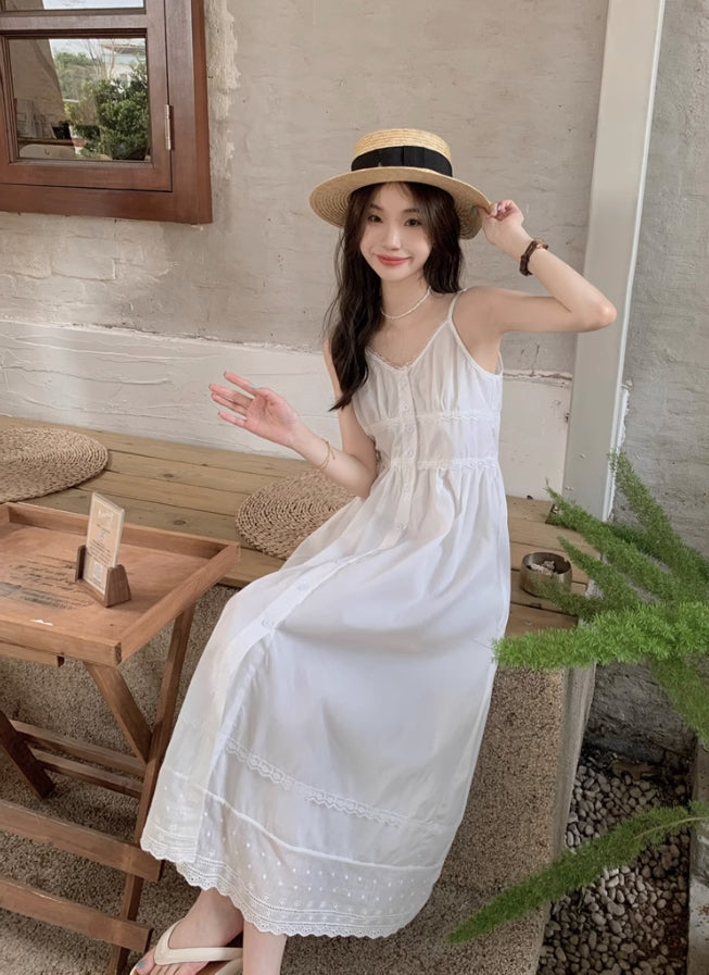White Soft V-Neck Midi Dress