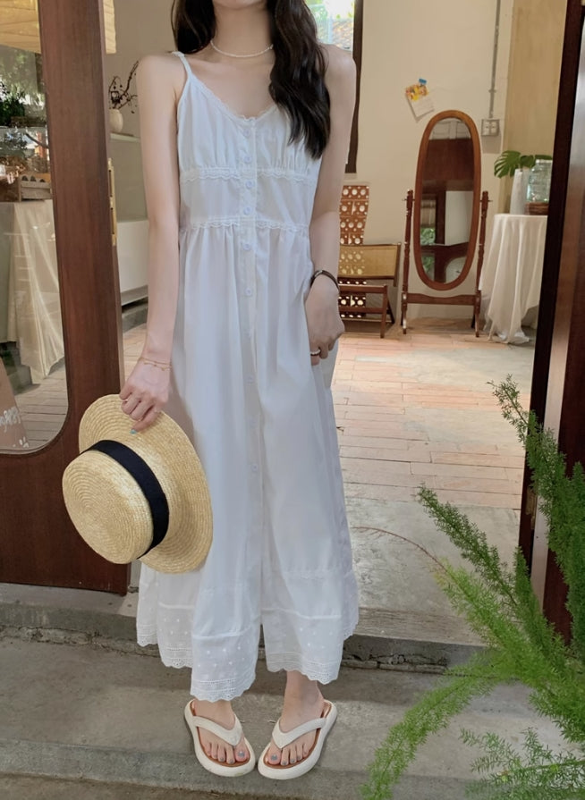 White Soft V-Neck Midi Dress