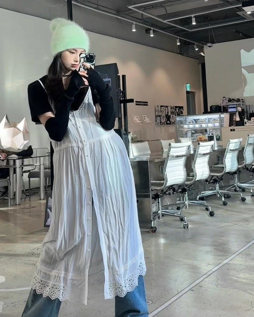 White Soft V-Neck Midi Dress