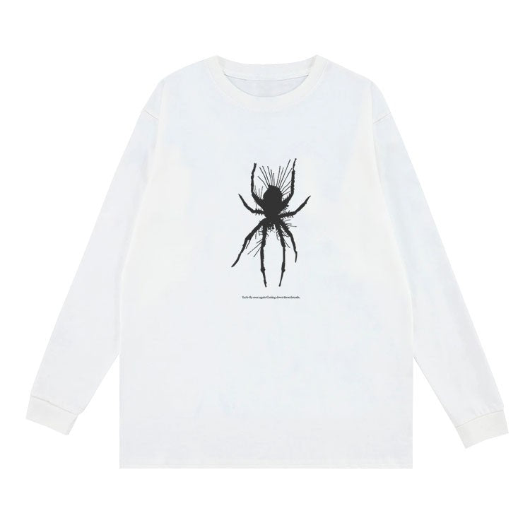 White Spider Print Long Sleeve T-Shirt