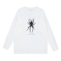 White Spider Print Long Sleeve T-Shirt