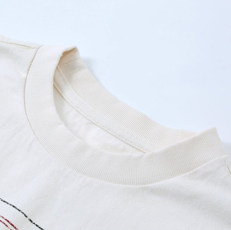 White Stockholm To Paris Print Long Sleeves T-Shirt