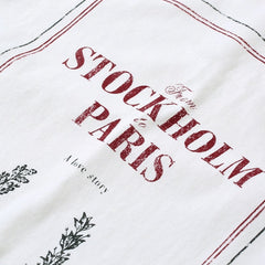 White Stockholm To Paris Print Long Sleeves T-Shirt