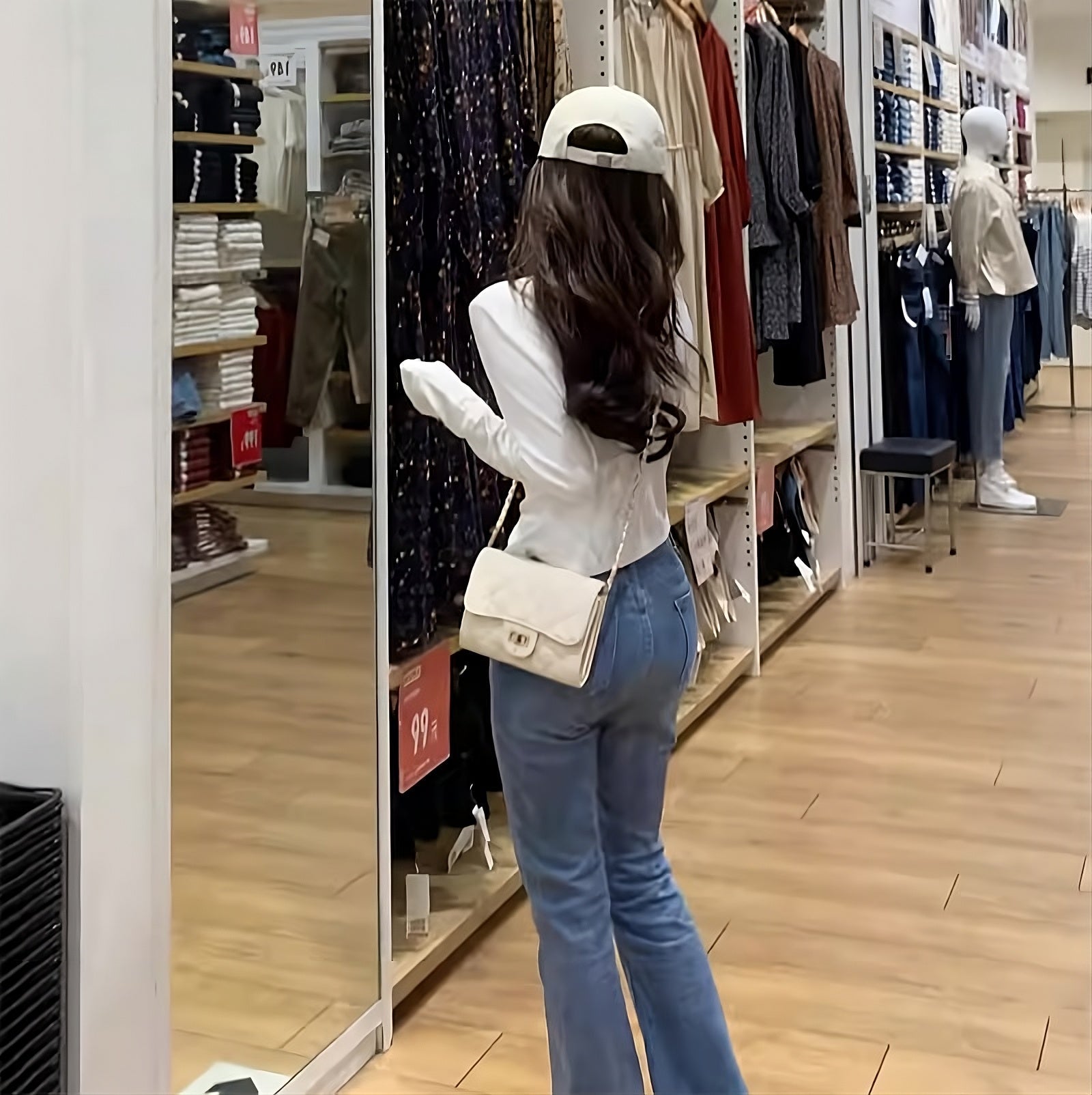 White Strap Irregular Long Sleeves Top