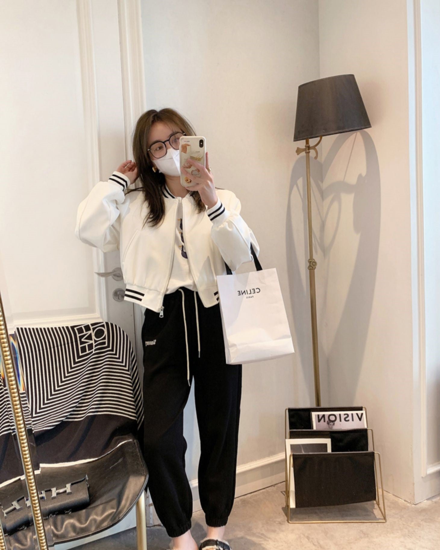 White Striped Varsity Jacket