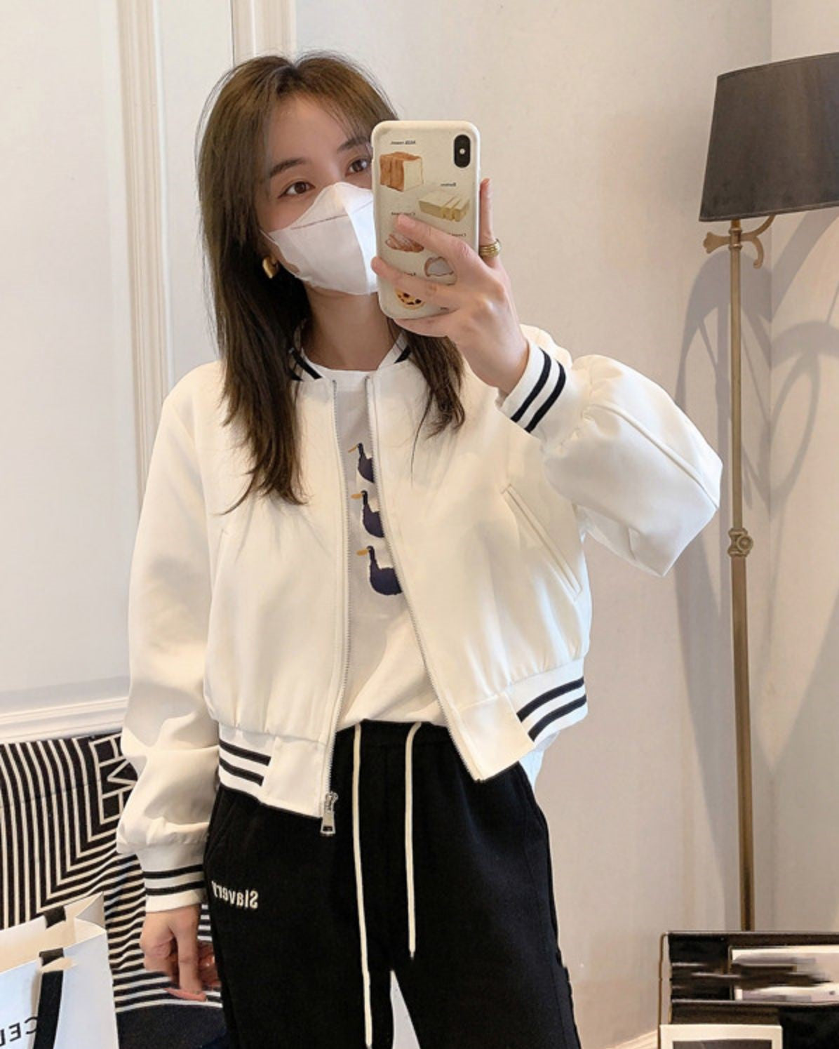 White Striped Varsity Jacket