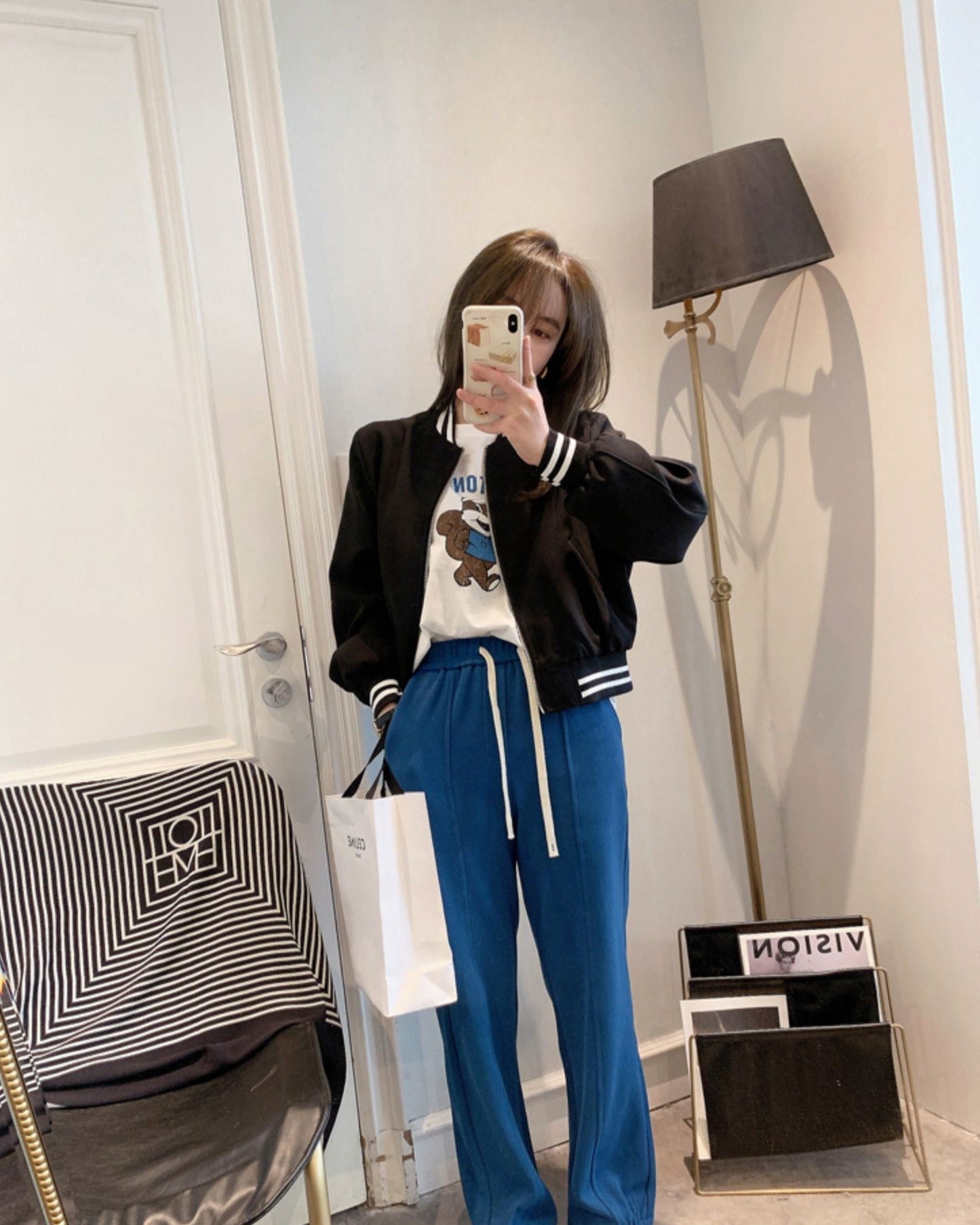 White Striped Varsity Jacket