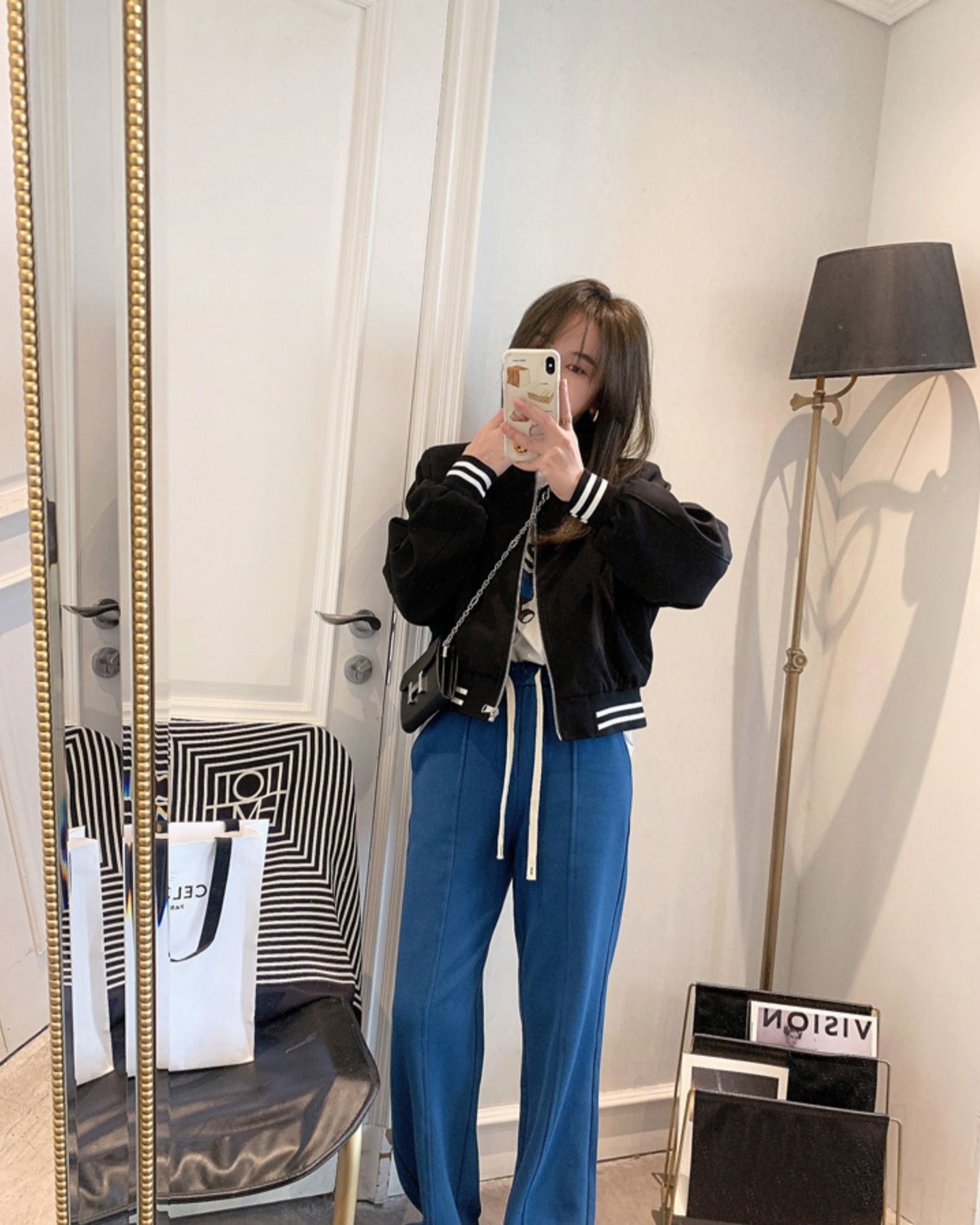 White Striped Varsity Jacket