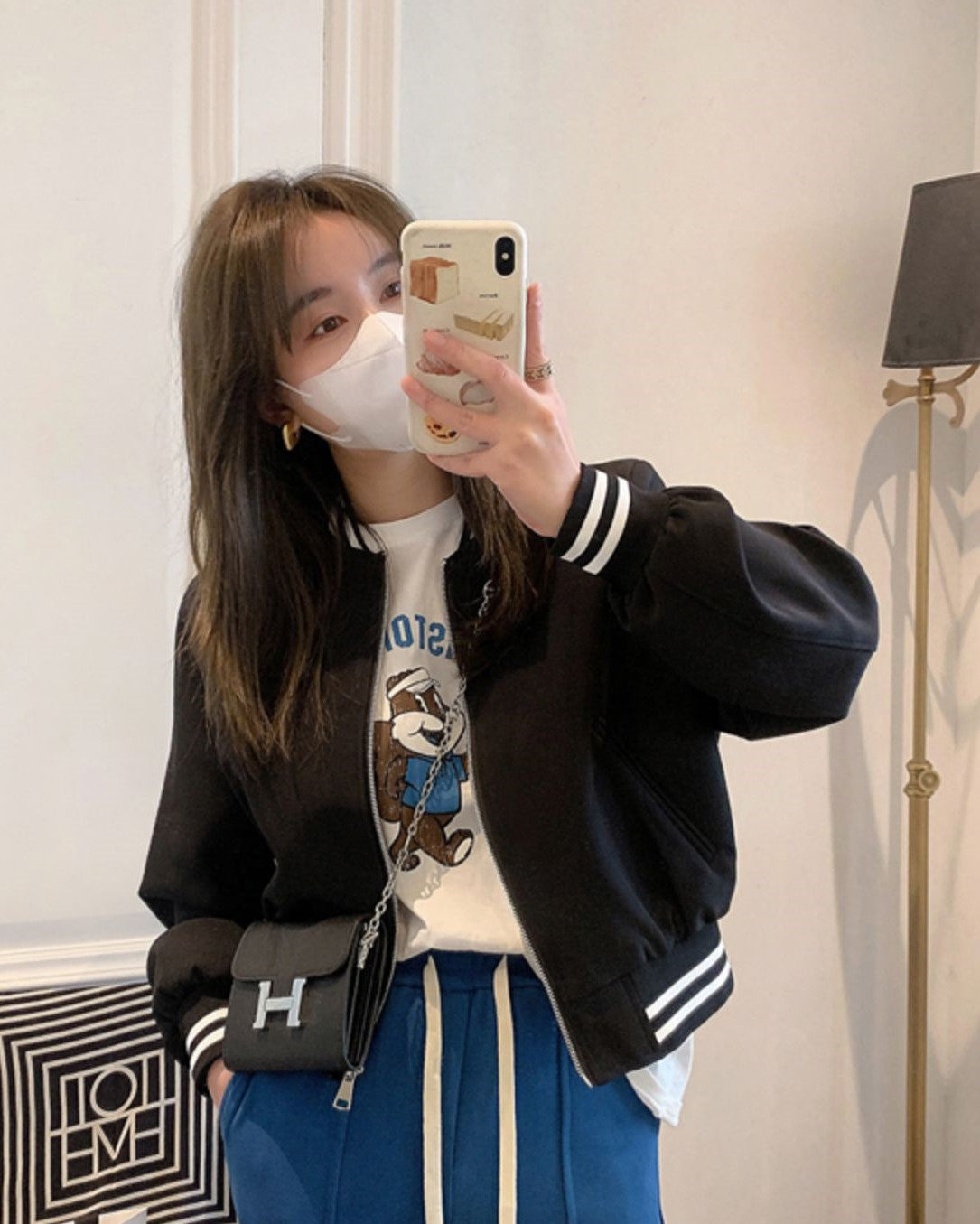 White Striped Varsity Jacket