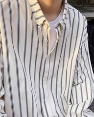 White Striped Oversized Collared Shirt