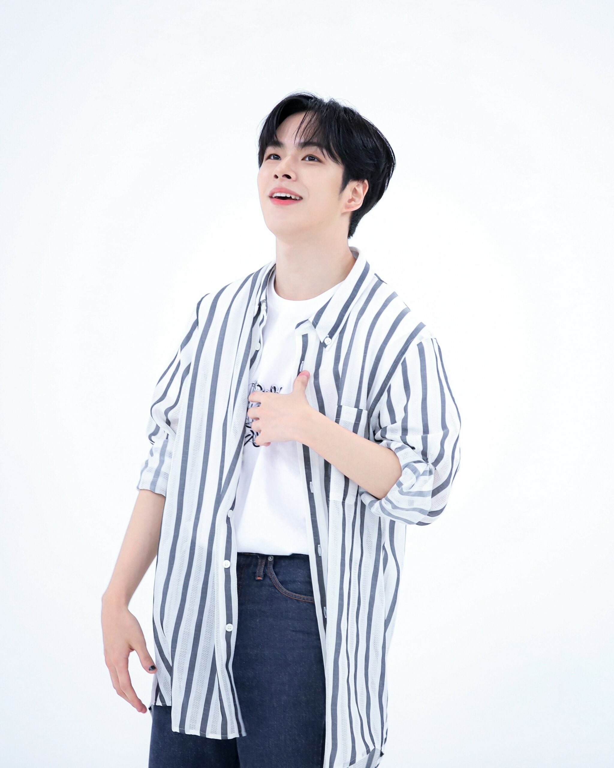 White Striped Oversized Collared Shirt