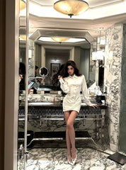 White Structured Collared Shirt Dress
