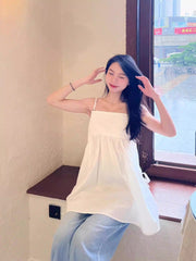 White Summer Babydoll Camisole Top