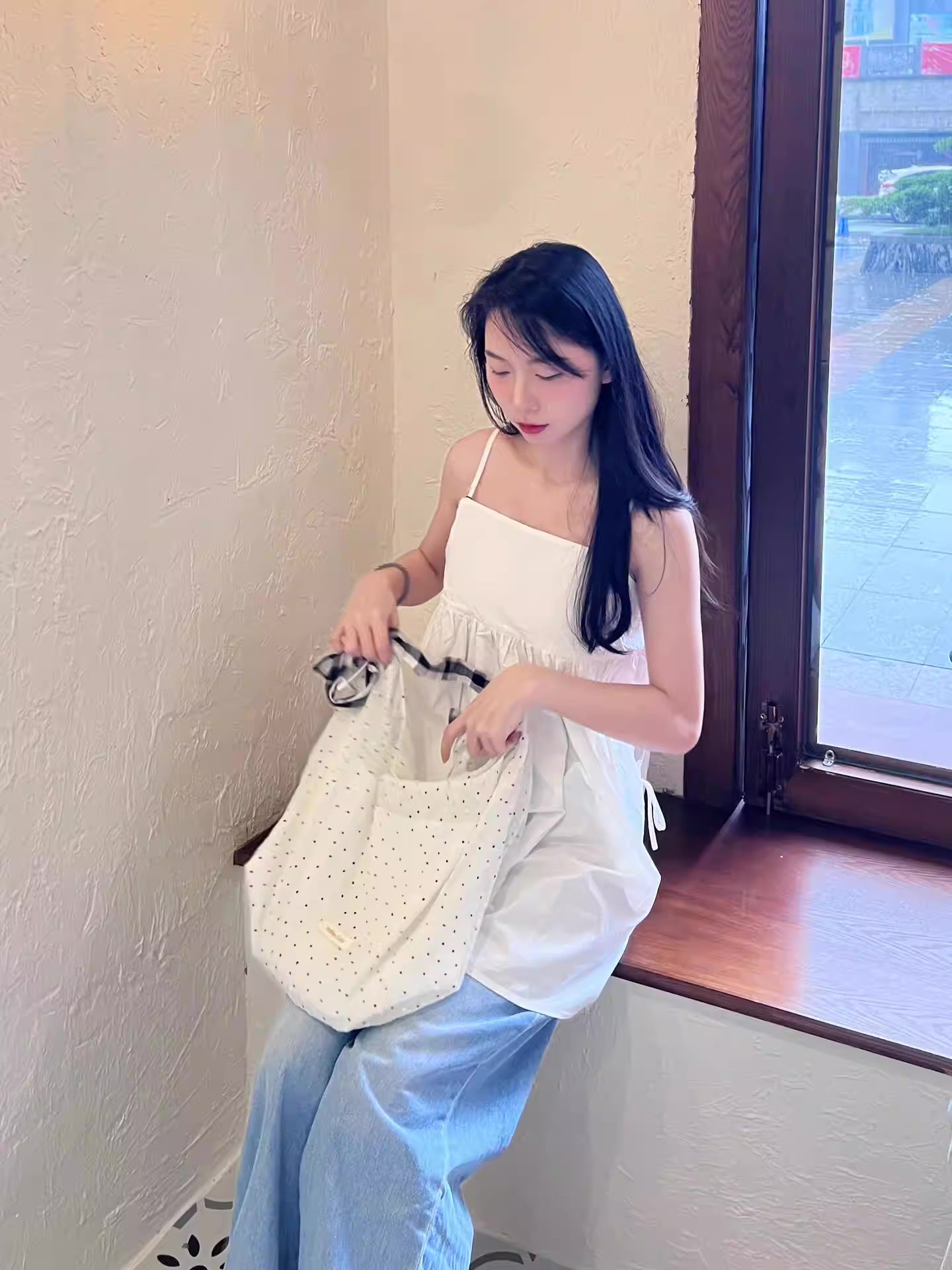 White Summer Babydoll Camisole Top